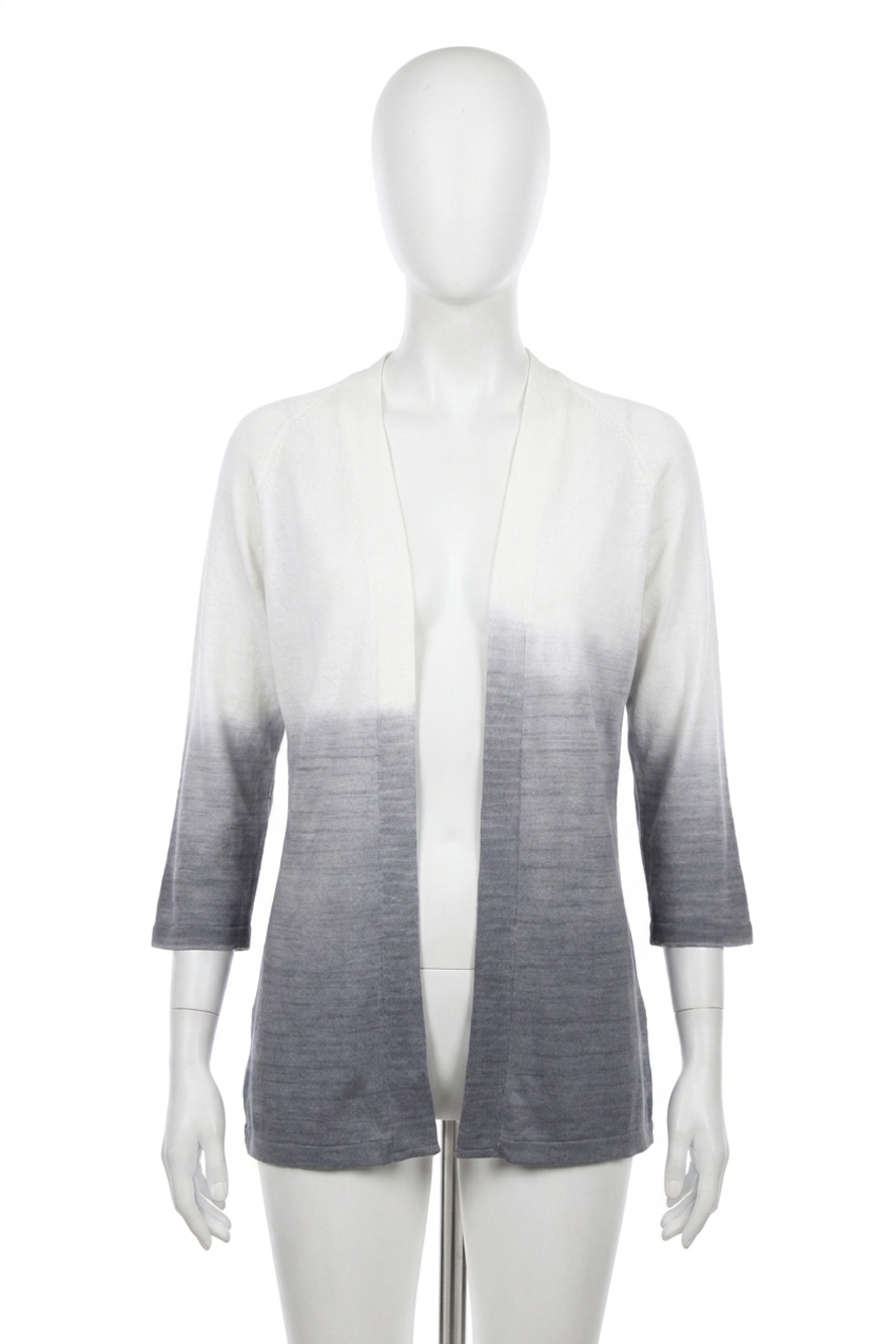 NEW ANGEL ombre back-cutout cardigan in gray/white